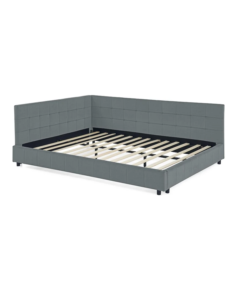 Streamdale Furniture Queen Bed Frame with Tufted Sofa-Style Headboard (Grey, Queen Size)