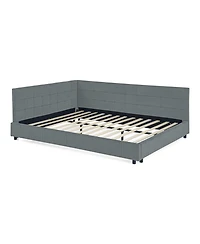 Streamdale Furniture Queen Bed Frame with Tufted Sofa-Style Headboard (Grey, Queen Size)