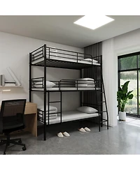 Streamdale Furniture Bedroom dormitory twin size metal triple bunk bed can be disassembled into three beds
