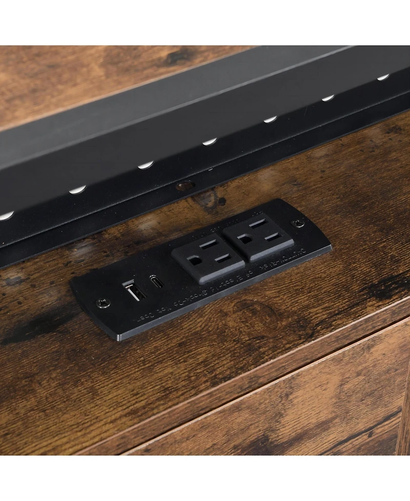 Streamdale Furniture Metal Platform Bed with Usb, Charging Station, Storage, Led Lights