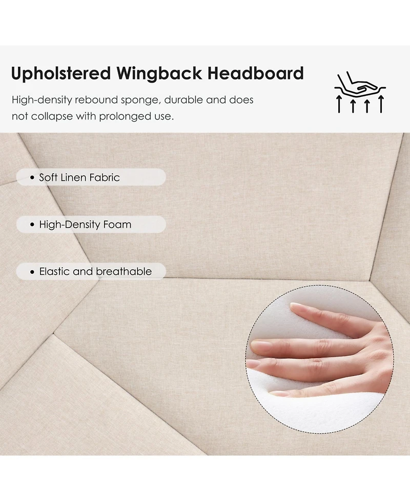 Streamdale Furniture Queen Size Bed Frame with Headboard Storage & Sturdy Metal Slats (No Box Spring)