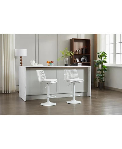 Streamdale Furniture Set of 2 Rattan Bar Stool, 360 Swivel Bar Chair, Counter Height Chair with Footrest for Kitchen, Dining Room