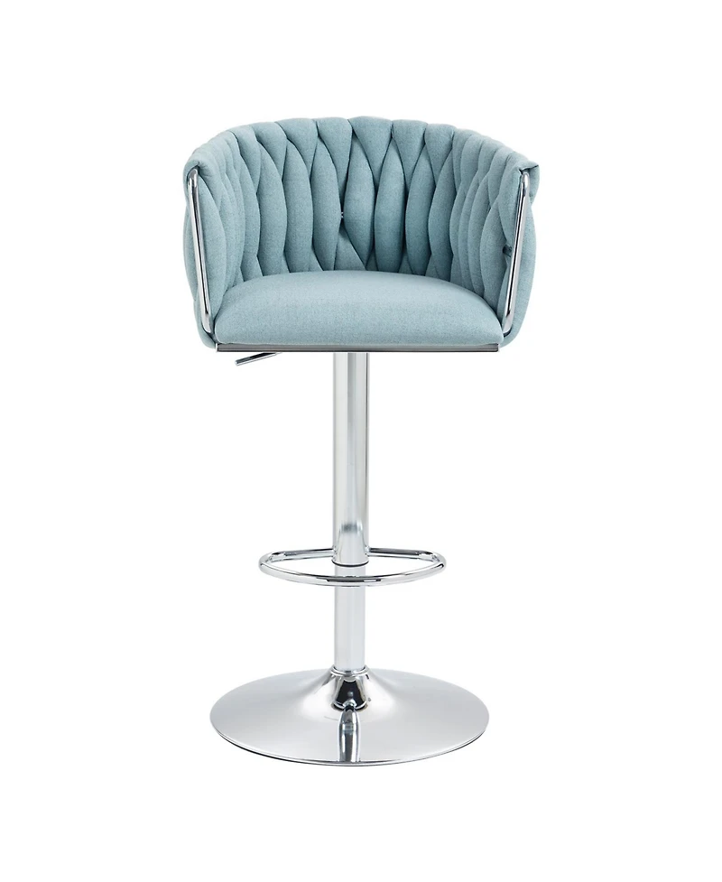 Streamdale Furniture 360 Woven Back Bar Stools, Set of 2, Adjustable Height, Silver Chrome