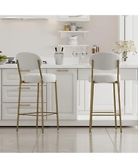 Streamdale Furniture Streamdale Upholstered Velvet Bar Stools with Backrest (Creamy White), Set of 2