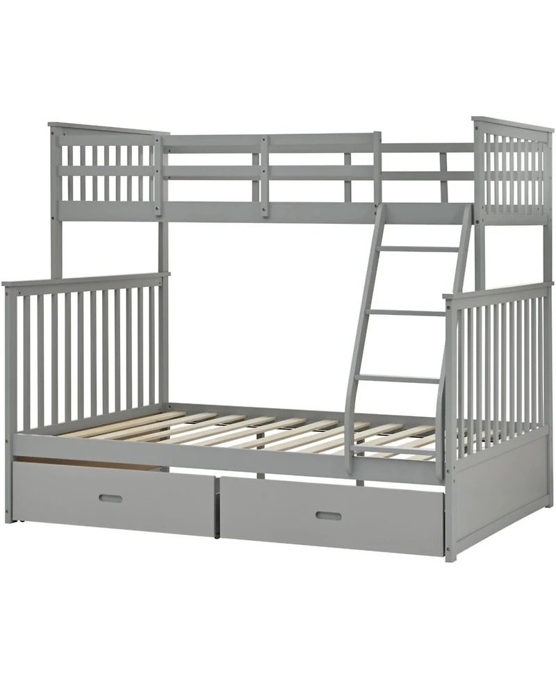 Streamdale Furniture + Twin Over Full + Wood + Storage + Bunk Bed