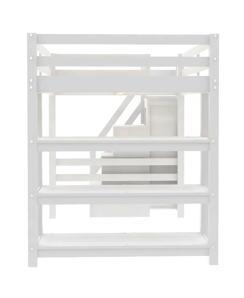 Streamdale Furniture Loft Bed with Shelves Storage Stairs Wardrobe & Led