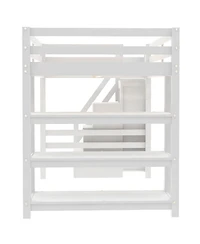 Streamdale Furniture Loft Bed with Shelves Storage Stairs Wardrobe & Led