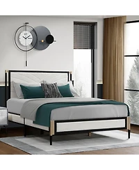 Streamdale Furniture Full size Bed with Boucle fabric Headboard Frame