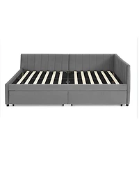 Streamdale Furniture Tufted Upholstered Bed Frame with Drawers Velvet