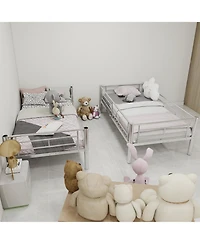 Streamdale Furniture Twin Over Twin Metal Bunk Bed with Ladders & Guardrail