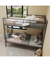 Streamdale Furniture Twin Over Twin Metal Bunk Bed with Ladders & Guardrail