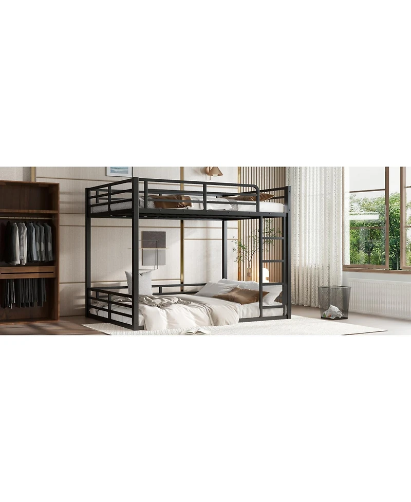 Streamdale Furniture Metal Full Xl Over Full Xl Bunk Bed Frame - Black