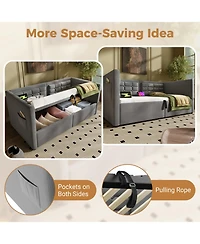 Streamdale Furniture Upholstered Twin Daybed with Hydraulic Storage, Usb Charging, Tufted Back, Gray Velvet