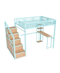 Streamdale Furniture Loft Bed w/Desk & Storage - Metal Frame, Staircase, Usb & Outlet