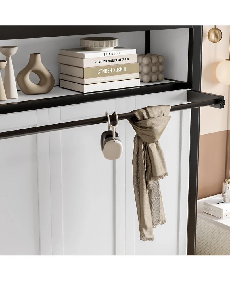 Streamdale Furniture Streamdale Twin Murphy Bed with Shelves, Foldable Metal Wall Bed