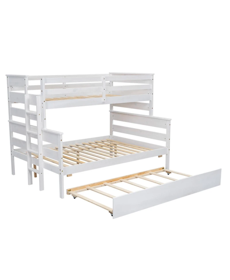 Streamdale Furniture Wood Twin over Full Bunk Bed with Twin Size Trundle