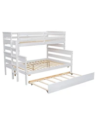 Streamdale Furniture Wood Twin over Full Bunk Bed with Twin Size Trundle