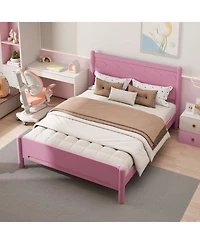 Streamdale Furniture Wood Platform Bed Frame with Headboard and Wooden Slat Support