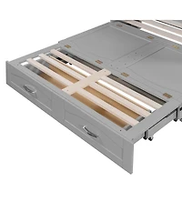 Streamdale Furniture Murphy Bed with Drawer, Usb Ports, Pulley Design - Gray