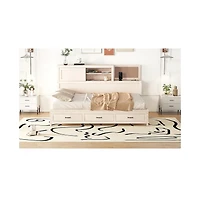 Streamdale Furniture White Wooden Daybed with 3 Storage Drawers, Shelf & Usb Ports