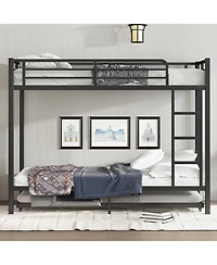 Streamdale Furniture Twin Xl over Twin Xl Metal Bunk Bed with Twin Size Trundle