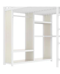 Streamdale Furniture Queen Loft Bed Frame w/ Wardrobe, Desk & Shelves
