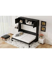 Streamdale Furniture Full Size Murphy Bed with Storage Cabinets, Black