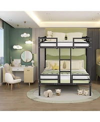 Streamdale Furniture Queen Bunk Bed, Metal Bed Frame with Full-Length Guardrail and Ladder, Black