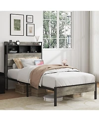 Streamdale Furniture Single Bed Frame with Storage Headboard & Charging Station