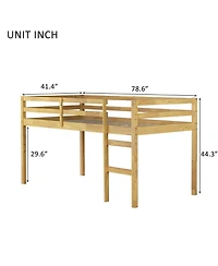 Streamdale Furniture Solid Wood Twin Loft Bed with Ladder