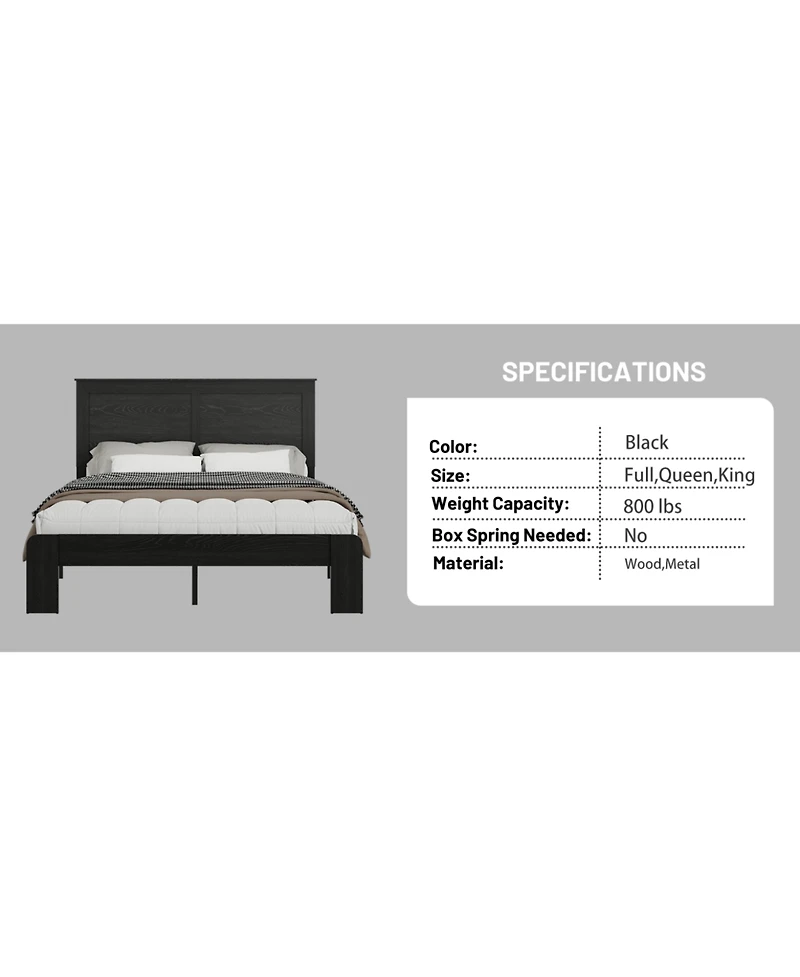 Streamdale Furniture Wood Platform Bed Frame - Noise Free