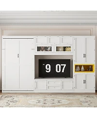 Streamdale Furniture Twin Gray Wooden Murphy Bed with Tv Stand, Drawers & Shelves