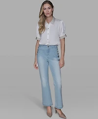 Karl Lagerfeld Paris Women's Beaded Short-Sleeve Top