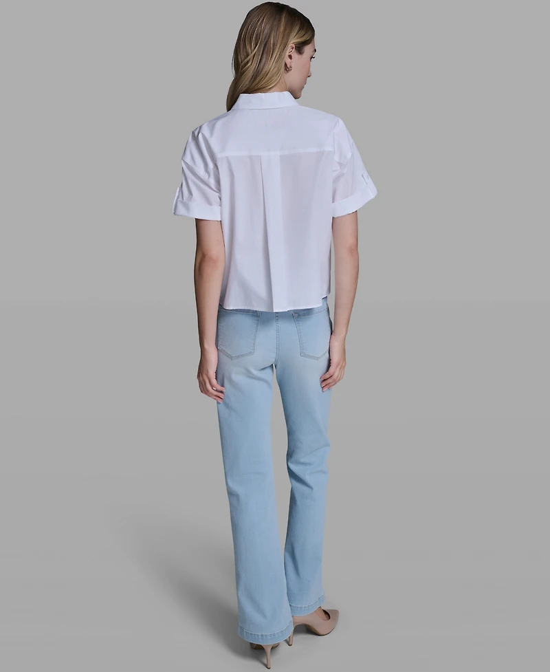 Karl Lagerfeld Paris Women's Short-Sleeve Sewing Theme Top