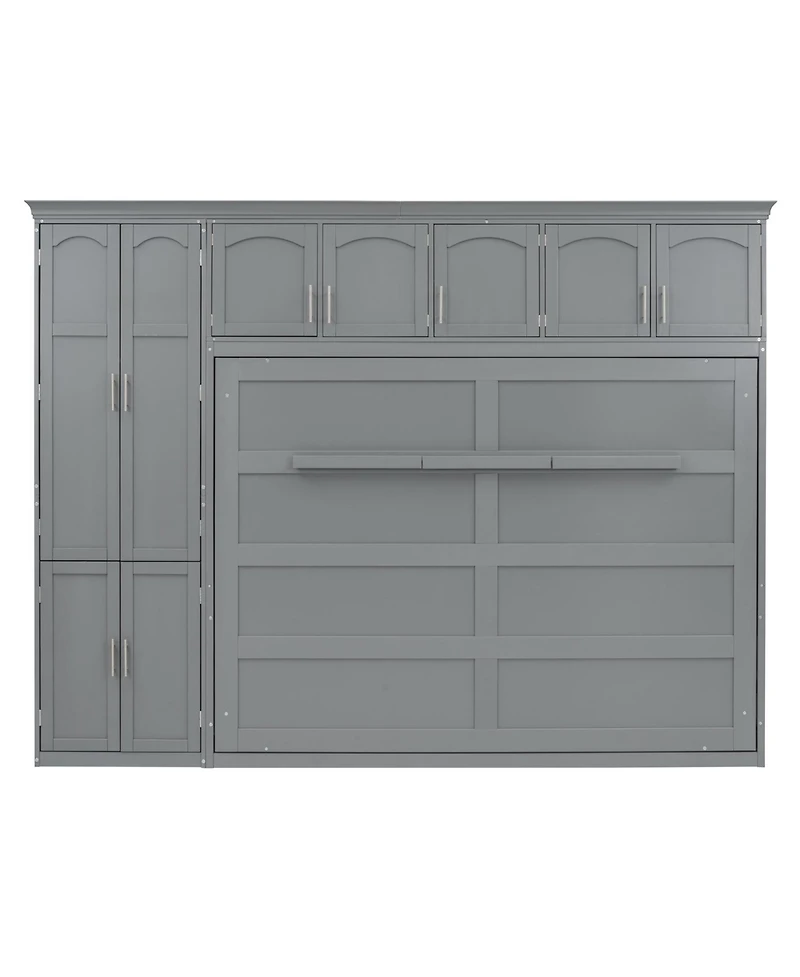 Streamdale Furniture Queen Size Murphy Bed Wall Bed with Cabinets,Gray