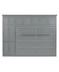 Streamdale Furniture Queen Size Murphy Bed Wall Bed with Cabinets,Gray