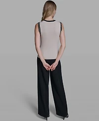 Karl Lagerfeld Paris Women's Sleeveless Klp Trim Tank Top