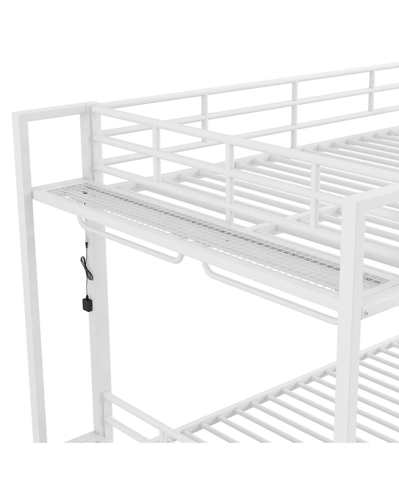 Streamdale Furniture Twin Over Full Metal Storage & Led Light Bunk Bed