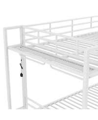 Streamdale Furniture Twin Over Full Metal Storage & Led Light Bunk Bed