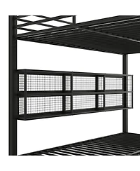 Streamdale Furniture Metal Queen over Queen Bunk Bed with Storage Cabinets and Led