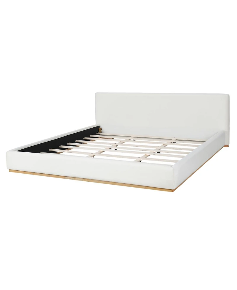 Streamdale Furniture Streamdale Elegant White Upholstered King Bed with Solid Wood Frame