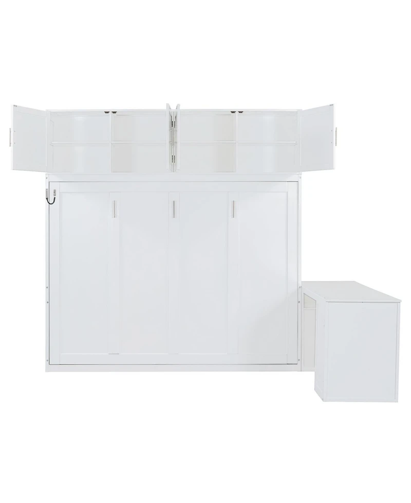 Streamdale Furniture Queen Murphy Bed with Desk & Storage - White