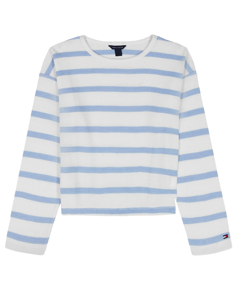 Tommy Hilfiger Girls' 7-16 Waffle Stripe Round Neck T-Shirt