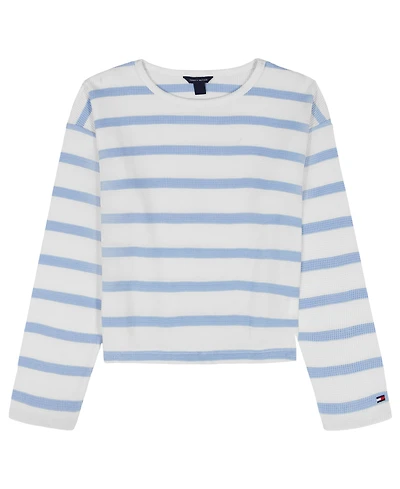 Tommy Hilfiger Girls' 7-16 Waffle Stripe Round Neck T-Shirt