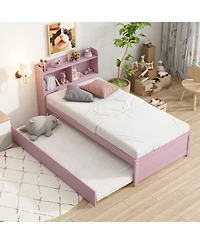 Streamdale Furniture Twin Wood Trundle & Bookcase Bed