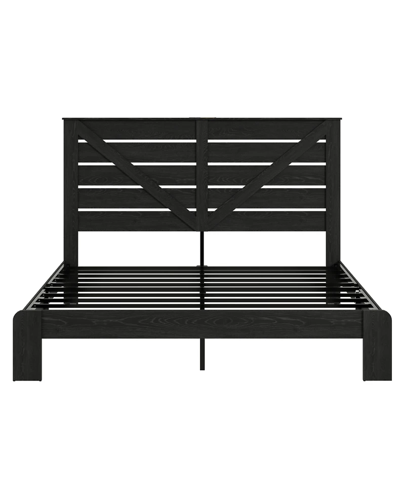 Streamdale Furniture King Wood Platform Bed Frame, Noise Free, Easy Assembly, Under Bed Storage, Black