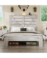 Streamdale Furniture Queen White Wood Platform Bed Frame, Headboard, Under Bed Storage