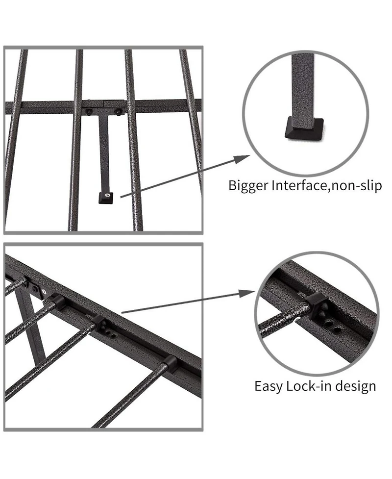 Streamdale Furniture Queen Metal Bed Frame with Vintage Headboard