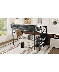 Streamdale Furniture Streamdale Twin Xl Loft Bed with Stairs & Storage Shelves
