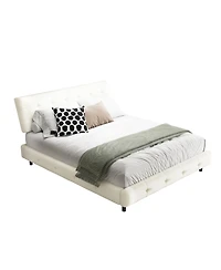 Streamdale Furniture Streamdale Queen Size Bed Frame with Tufted Headboard and Cloud Pillow Design